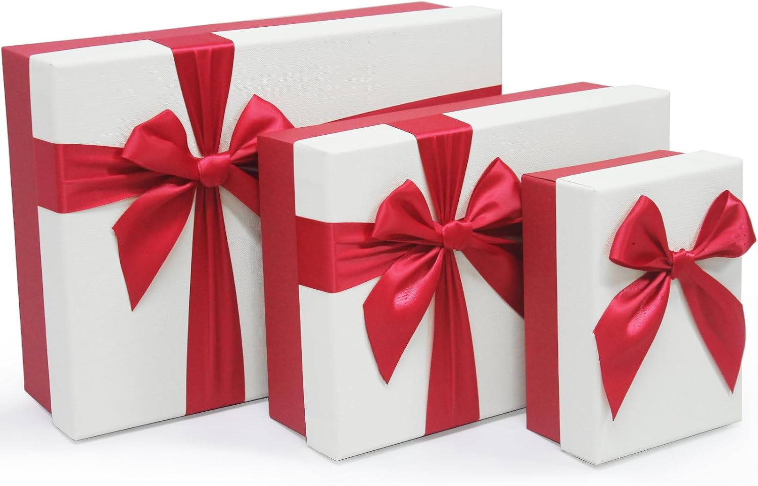 Airuisike Gift Boxes with Lids for Presents - (3 Sizes) (Red and White)