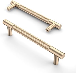 Asidrama 10 Pack 5 Inch(128mm) Gold Cabinet Pulls Knurled Cabinet Handles Cupboard Handles Kitchen Cabinet Hardware for Cupboard Drawer Pulls