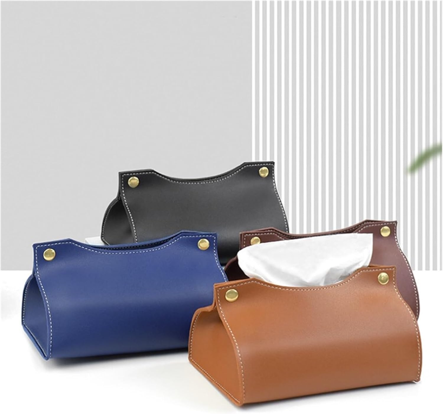 2 個 Pu レザーティッシュボックスホルダーデスクトップシンプルなナプキンボックスキッチン収納紙箱オー 【原紙】