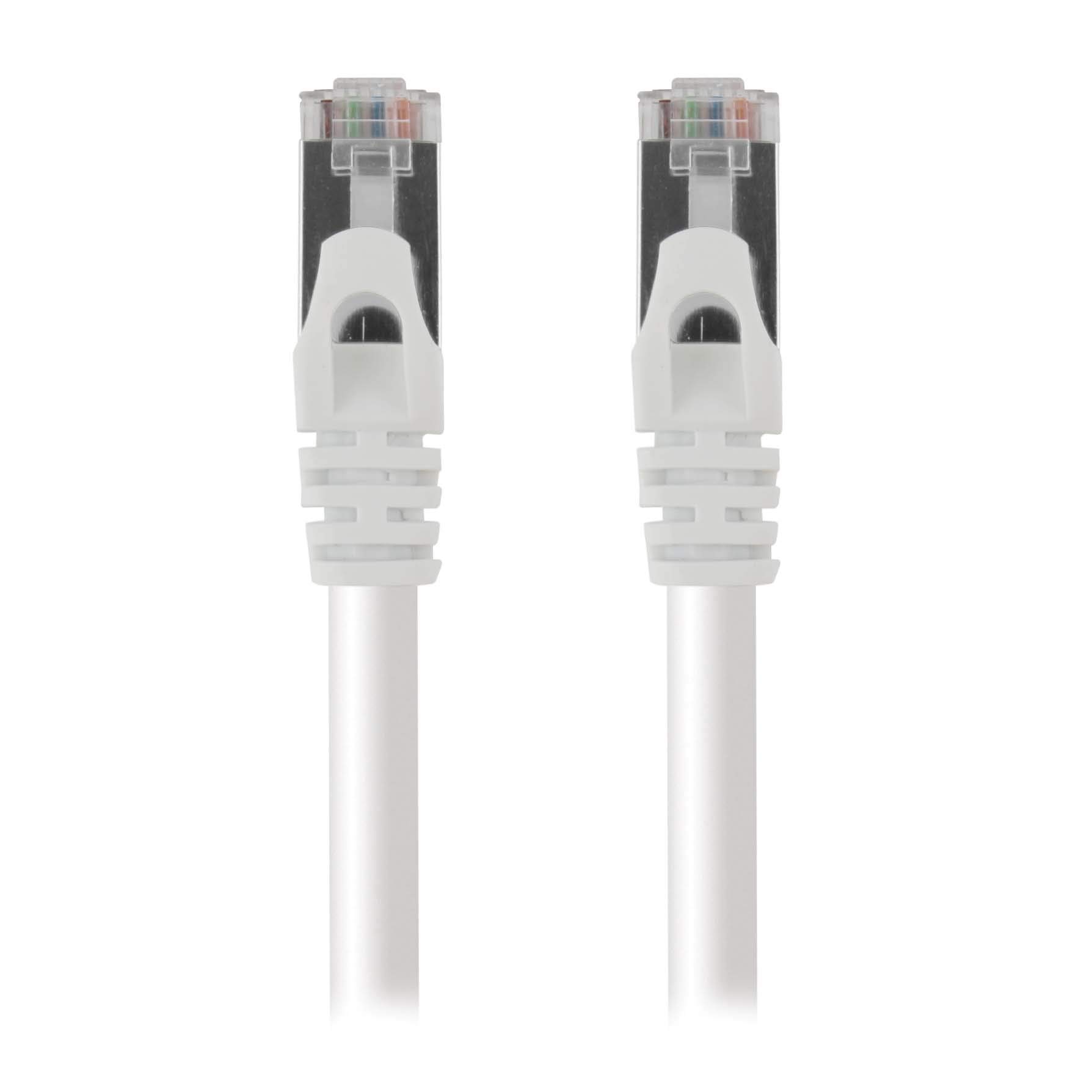 Metronic 495530 - Cable de Red Ethernet RJ45 CAT7 UTP AWG26, Compatible CAT6 Blanco, Cable de conexión, latiguillo de 20mts, Macho/Macho