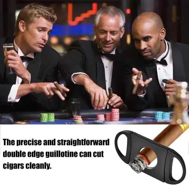 Cigar Cutter Stainless Steel Metal Classic Guillotine Scissors Puncher Slicer Portable Accessories Tool(B)