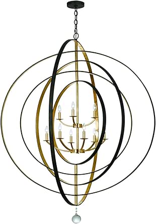 Crystorama 587-EB-GA Transitional Nine Light Chandelier from Luna collection in Two-Tonefinish, 43.50 inches