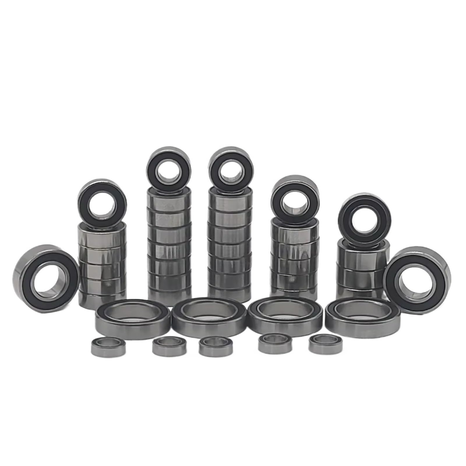 Rodamientos Bolas RC para Traxxas para Summit para Carreras 1/10 43 Piezas Rodamiento Bolas Métrico Acero Cromado 2RS Sellado De Caucho Negro con Ranura Coche RC Crawler