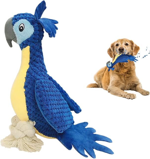 ROSAUI Plush Squeaky Toys For Pet Dogs Dog Cleaning Teeth Chew Toys For Puppies And Large Dogs Bite-resisting Relieve Anxiety And Boredom Washable Soft Safe Endurable Attractive Interesting (Cockatoo)
