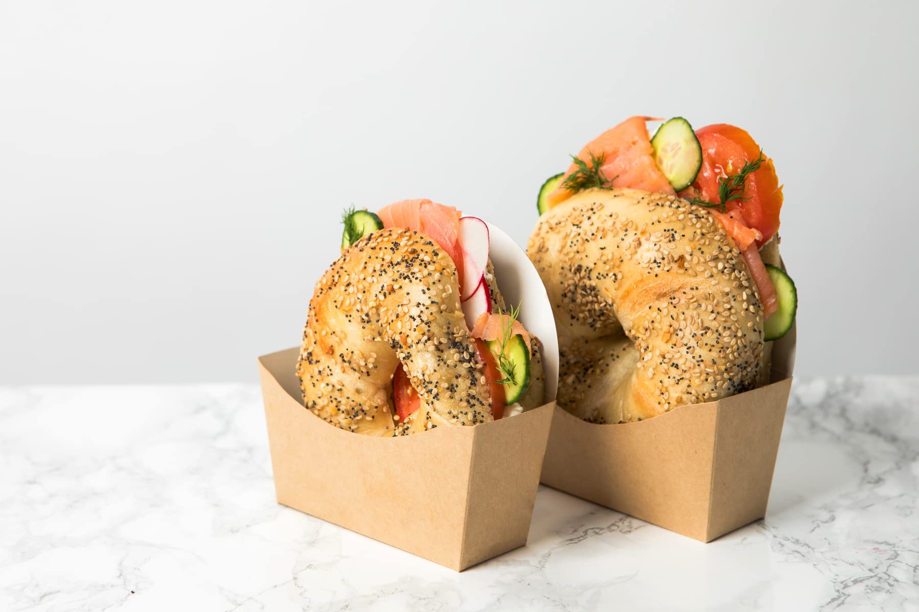 PacknWood 210CBAGL - Bagel Holder Container - Bagel Stand -take Out containers Disposable- Wooden Bagel Slicer - Bagel Keeper - (4.7