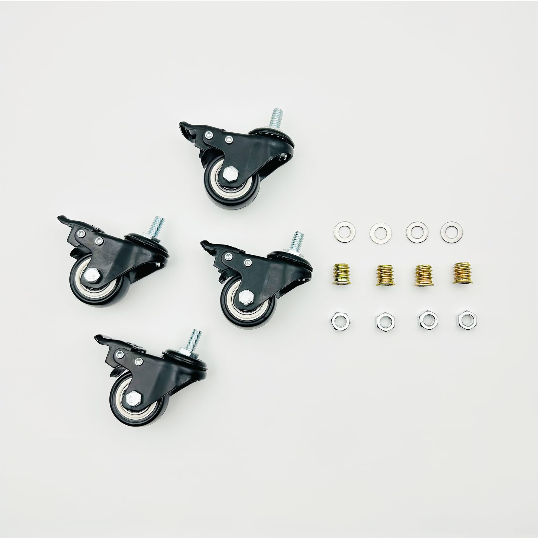 LIKERAINY Ruedas Giratorias de PE con Freno IC4811A Giro 360° Rosca Montaje Muebles Gabinete Diámetro 40mm Paquete de 4