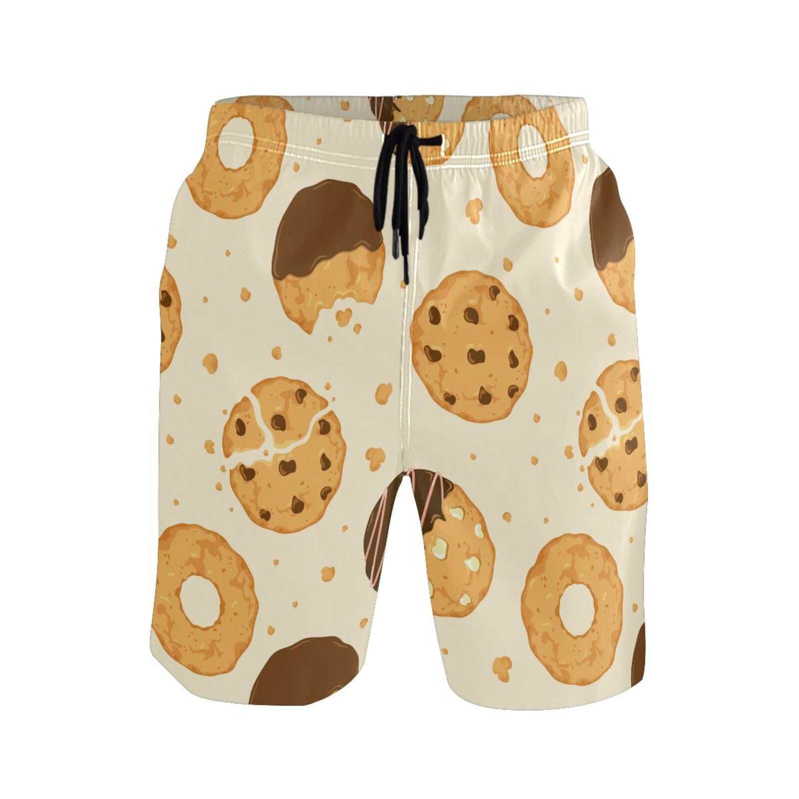 Short de bain homme biscuits aux pépites de chocolat avec cordon
