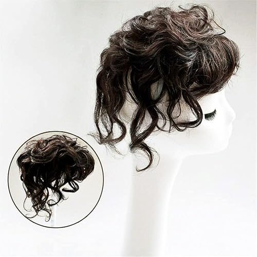 Miniatura 2 de ICRAB Peluca de cabello humano corto para mujer, cierre de cabello rizado, clip en la parte superior, pieza de repuesto de cabello natural para