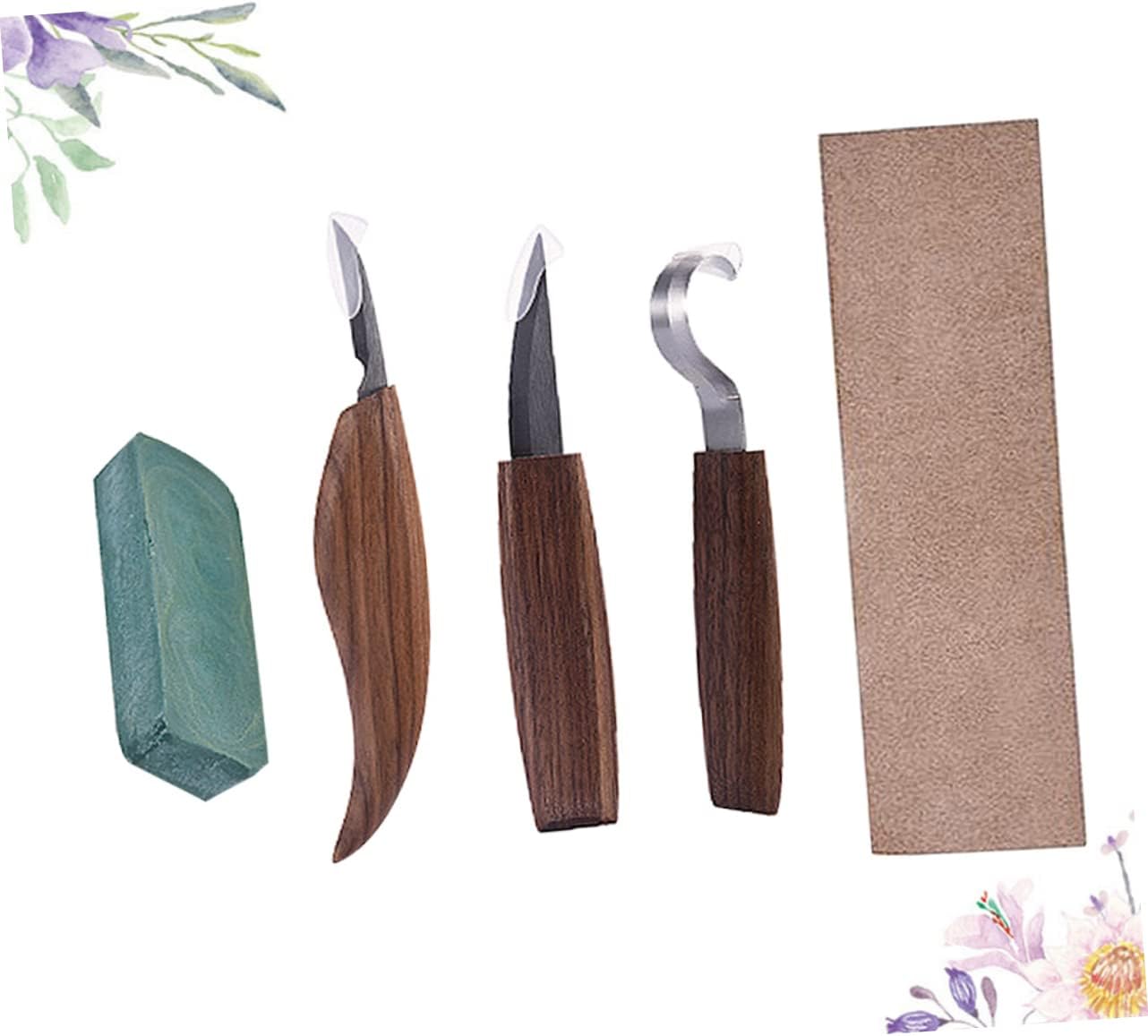Carving Tools Set Wood Carving Kit Stainless Steel Blades Non-slip Wooden Handle for Softwood