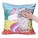 Funda de almohada con lentejuelas de unicornio, Flyfish reversible, funda de cojín de unicron intercambiable, fundas de almohada decorativas para sofá, decoración del hogar, 40,6 x 40,6 cm (A)