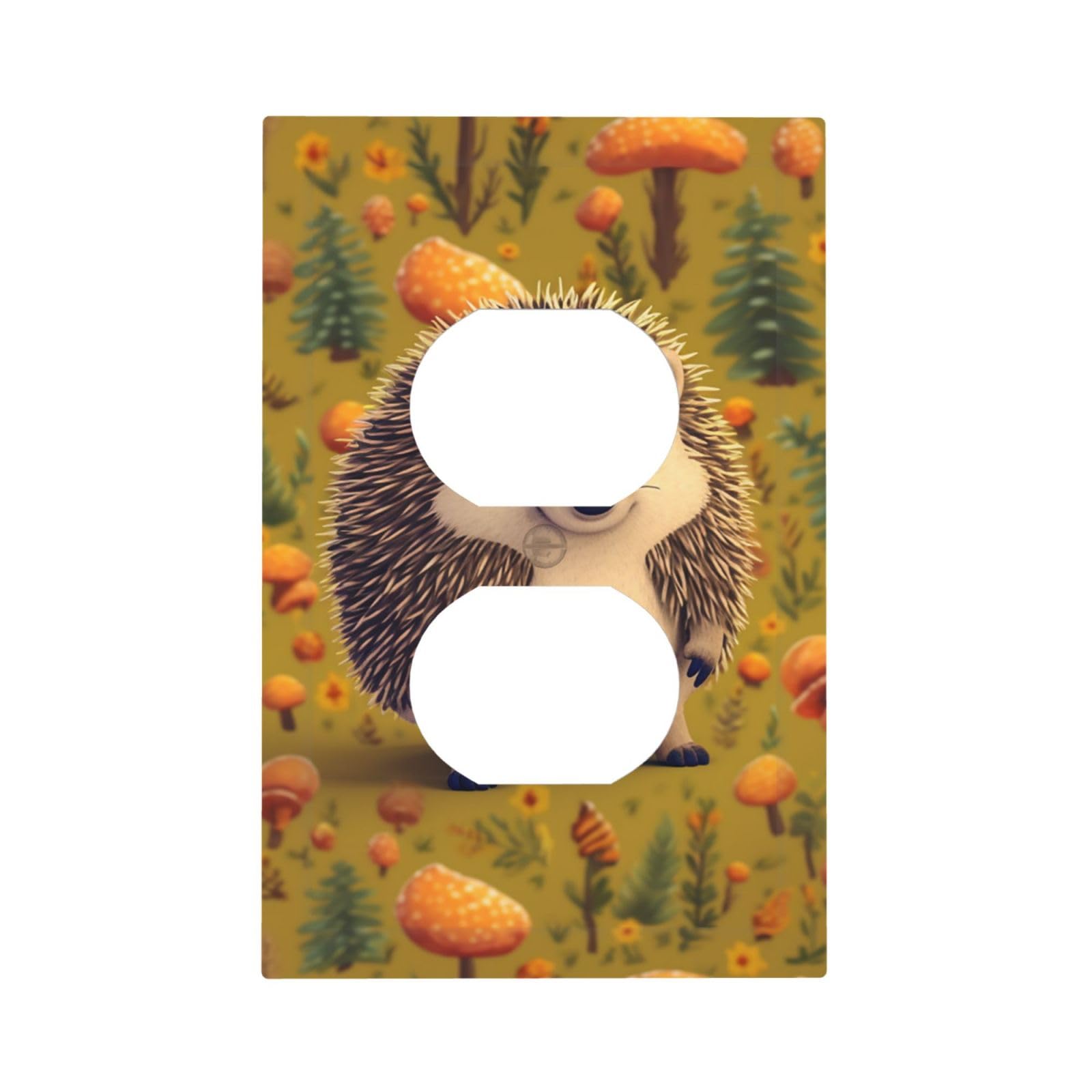 1-Gang Decorator Wall Plate Hedgehog Light Switch Cover Single Gang Receptacle Outlet Wall Plate Mid Size 5" x 3" Wallplate Unbreakable Polycarbonate Outlet Faceplates Covers