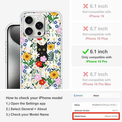 Miniatura 2 de MOSNOVO Buffertech - Funda compatible con iPhone 15 Pro, impacto de caída de 6.6 pies, tecnología antidesprendimiento, funda transparente de