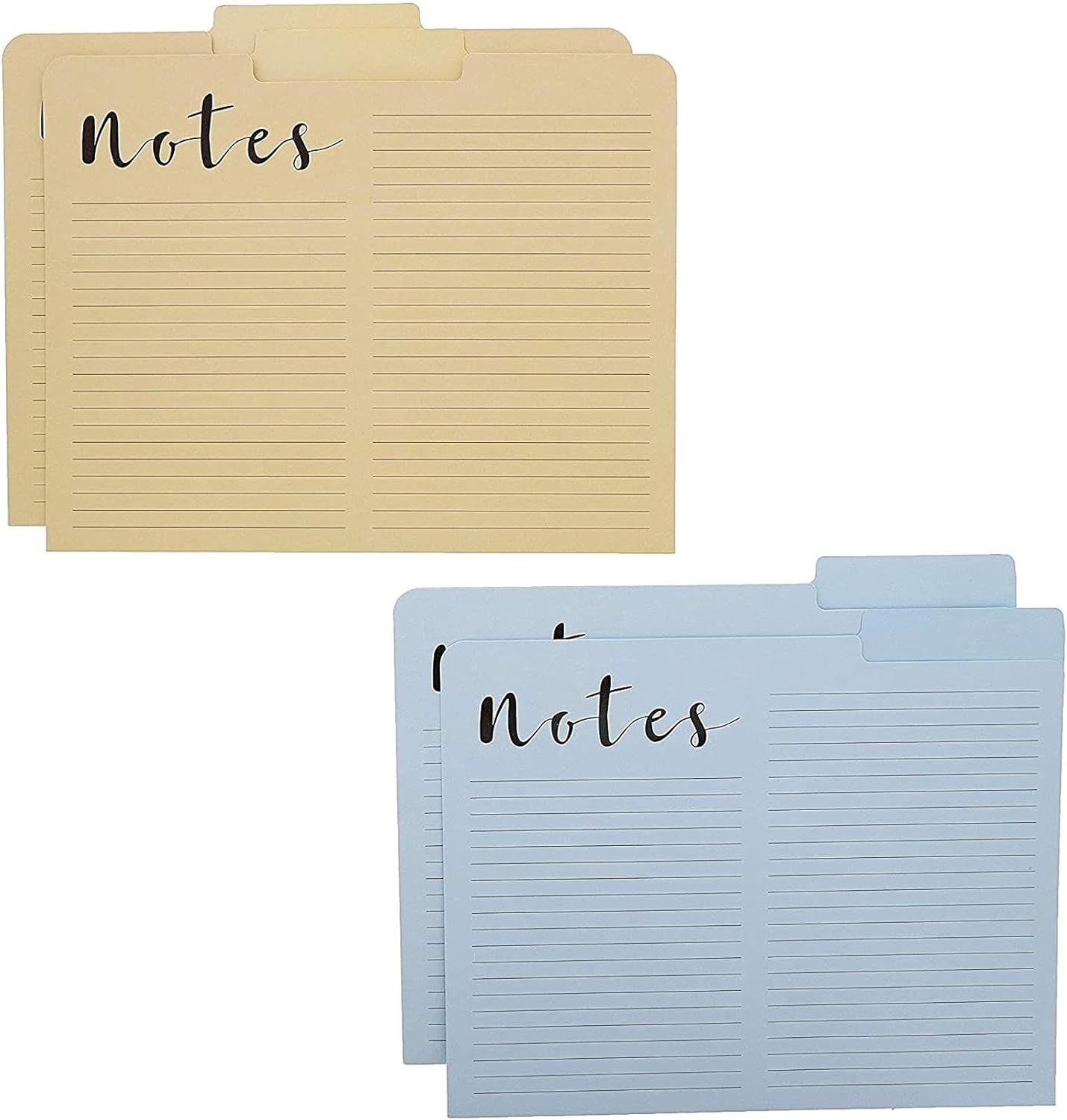 Lined File Folders, 1/3 Cut Tab Letter Size, Notes Section, 6 Colors (12 Pack) : Office Products