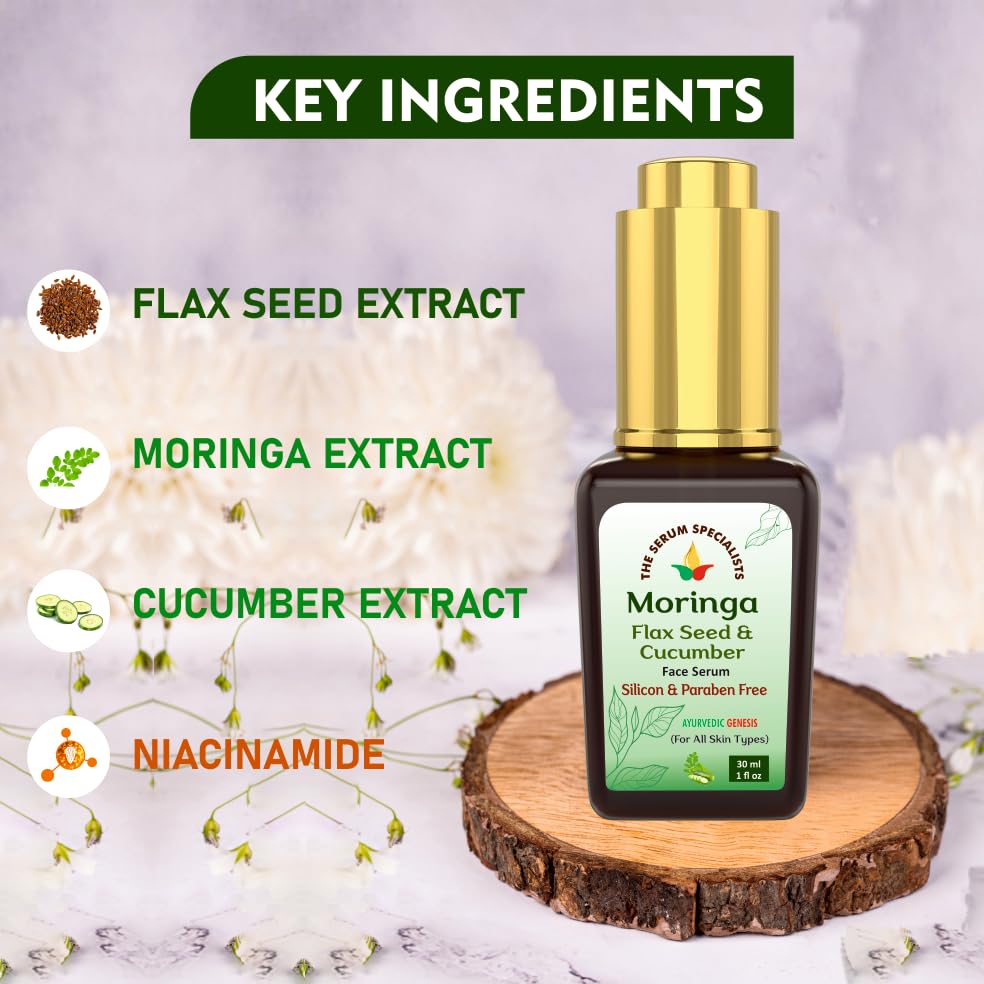 Image of Moringa Flax Seed & Cucumber - Hydrating & Soothing | Infused with Moringa, Flax Seed & Cucumber Extracts | Refreshes & Calms Skin | For All Skin Types | 30ml