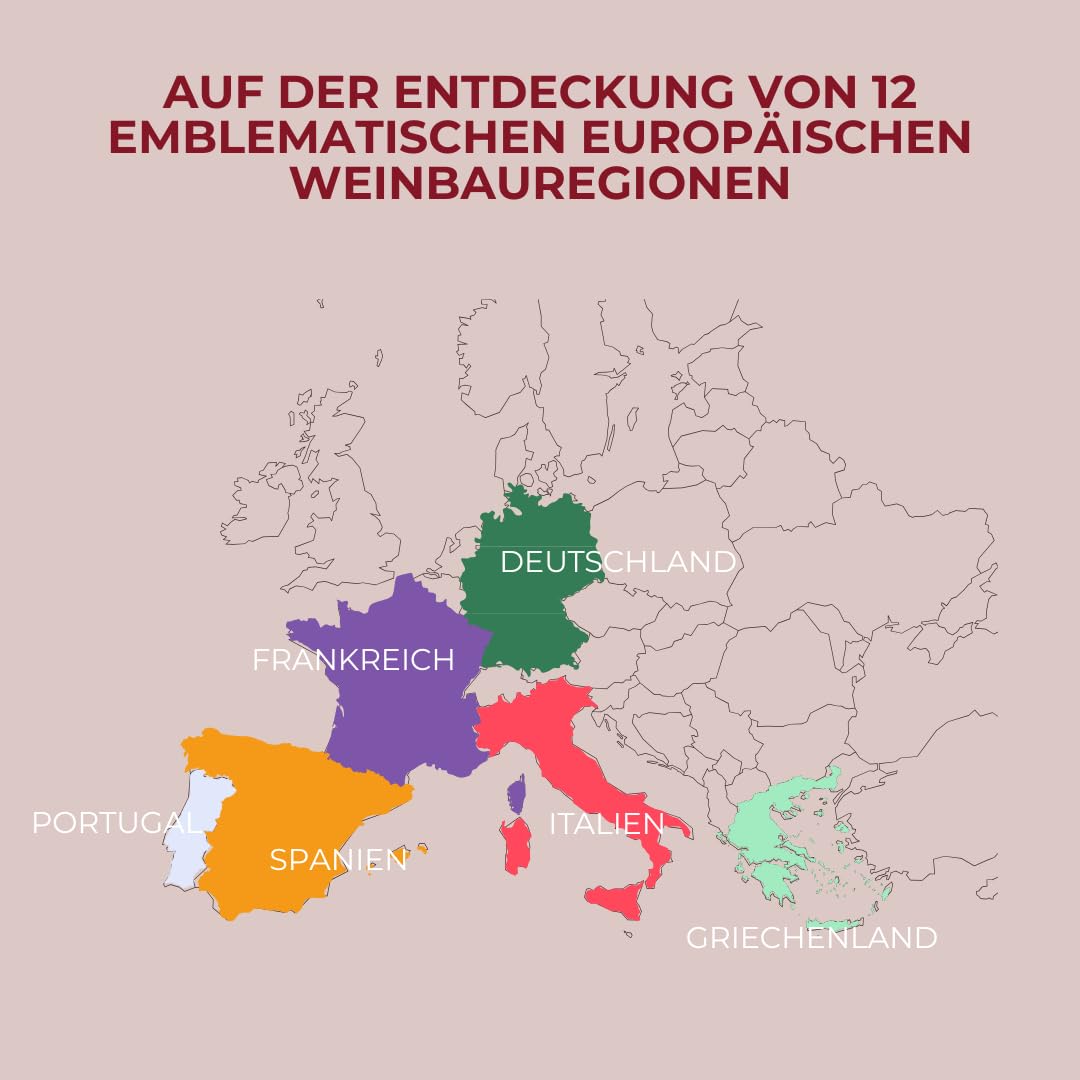 Geschenkbox für Männer/Frauen - 12 Weine aus Frankreich/Europa - Verkostung Rotwein/Weißwein/Rosé - Gourmet- und Genuss-Geschenkbox - 12 x 40 ml