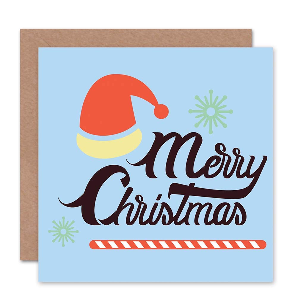 Wee Blue Coo NEW MERRY CHRISTMAS SANTA HAT RETRO BLANK CHRISTMAS CARD