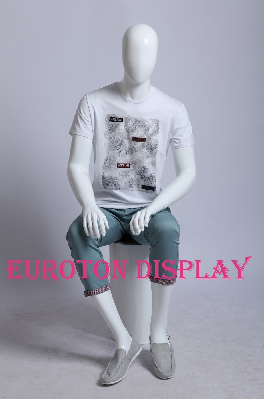 Euroton XM-16B weiß lackierte abstrakte sitzende Schaufensterpuppe Mannequin Mann