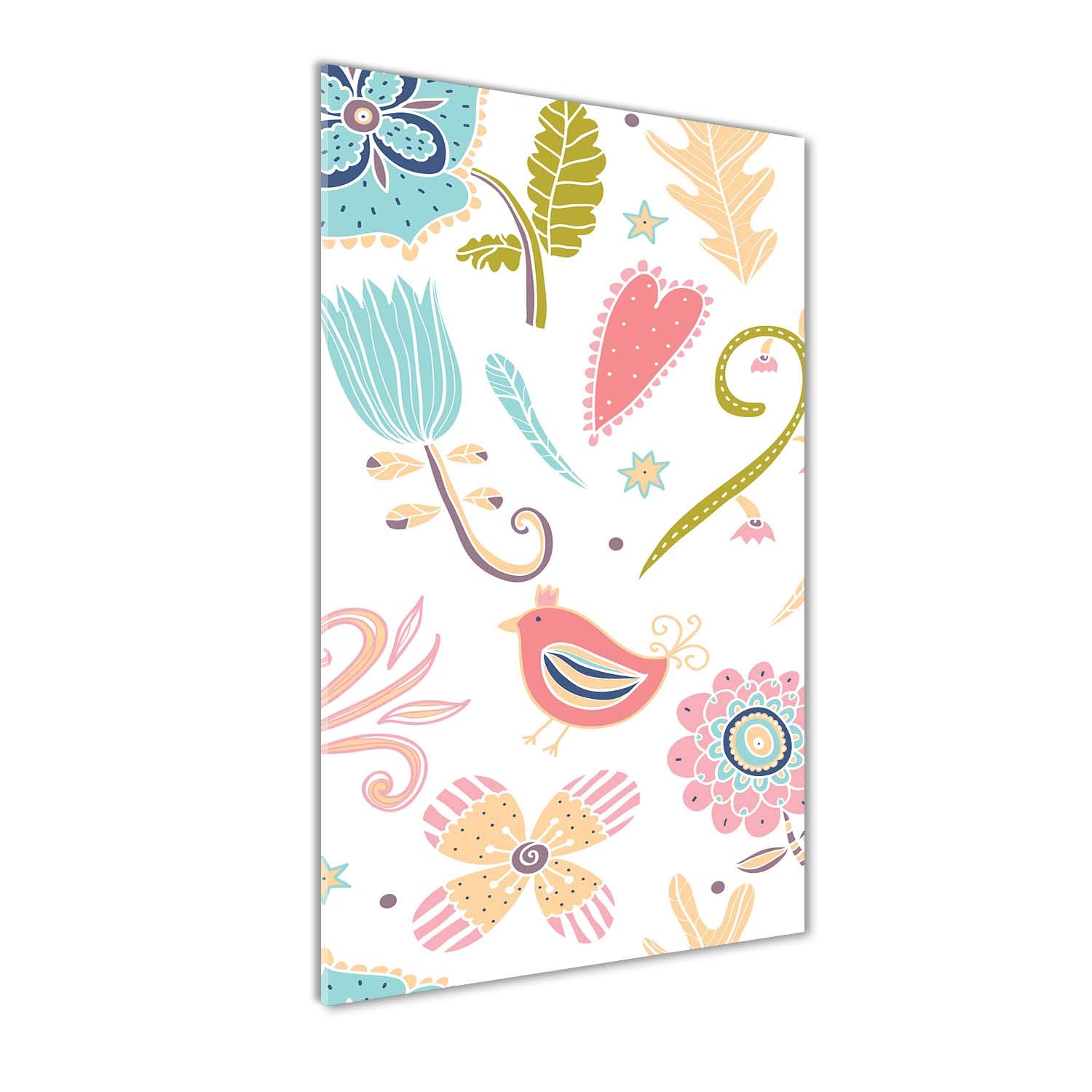Impression sur verre 60x120 cm Tulup tableau panoramique multicolore plantes et oiseau