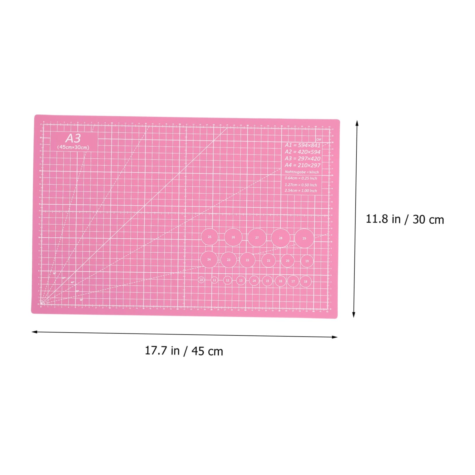 Alfombrilla de Corte Doble Cara Autocuración PVC para Manualidades Costura Quilting Scrapbooking con Escala Geométrica Resistente