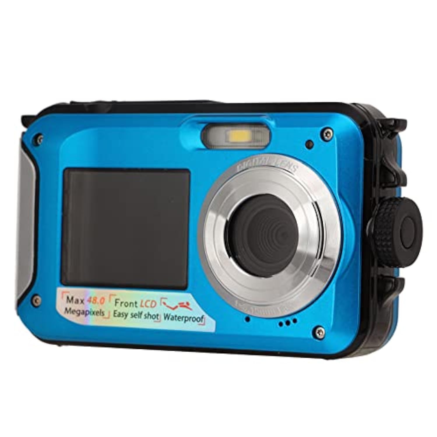 MXGZ Waterproof Digital Camera, FHD 2.7K 48 MP 10ft Underwater Camera 16X Digital Zoom Front Rear Double Screens LCD Display Selfie Camera Video Recorder for Snorkeling, Gift for Kids Adult(Blue)