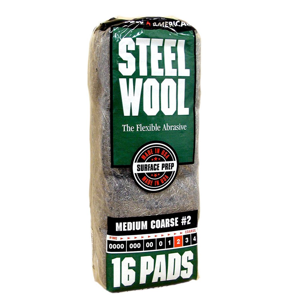Homax - 33873161059 Steel Wool, Medium Coarse Grade #2, 16 Pads