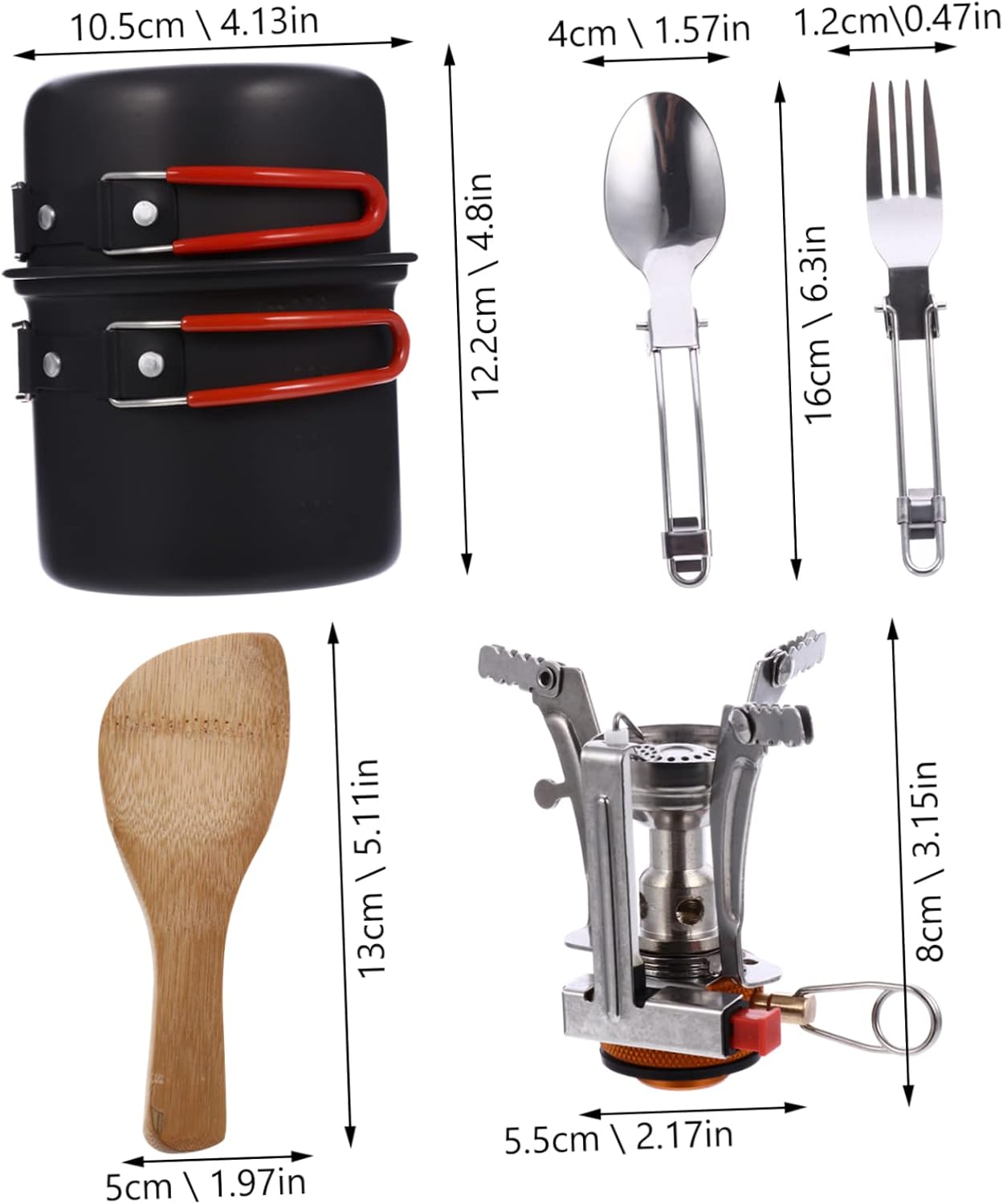 1set Portable Lightweight Outdoor Utensils for Hiking Camping and Picnics and Easy to Clean Cookware People Orange White Box