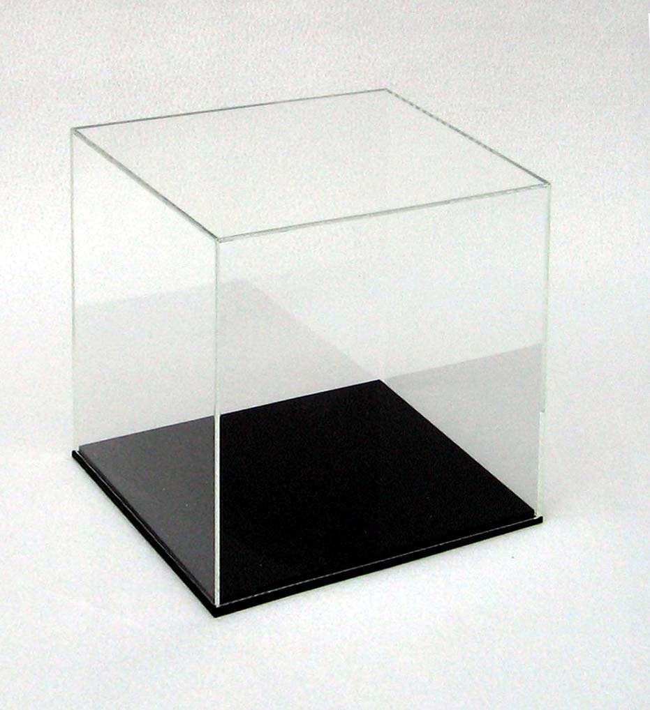 Teca In Resina Acrilica Trasparente Con Base Nera - Formato 25x35x40 Cm (h), Per Esposizione E Protezione Oggetti