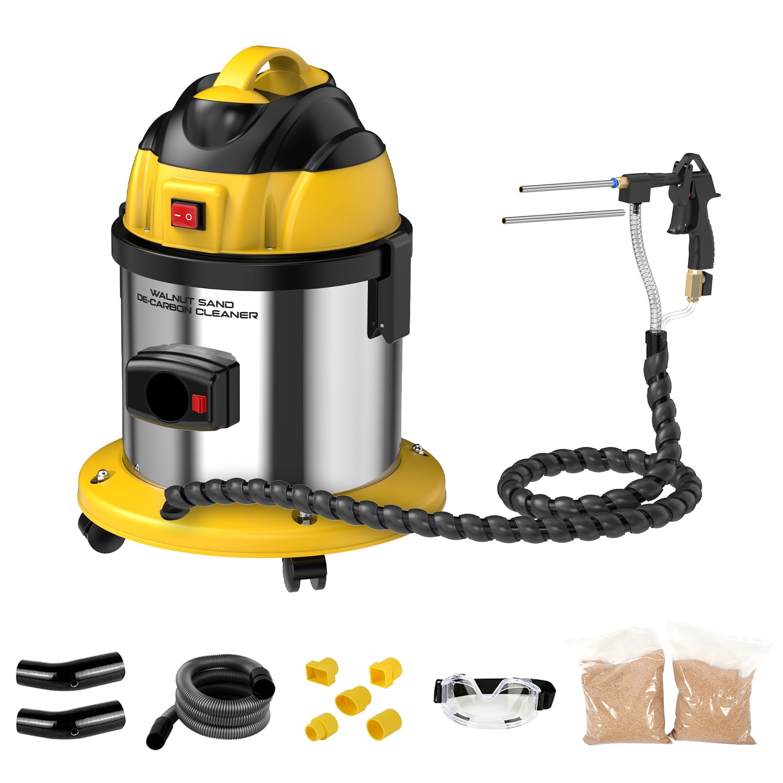 HTS558 Walnut Blaster, Arenadora de Chorro de Arena de Nuez 220V, Limpiador de Válvulas de Admisión del Coche, Sand Blaster Limpieza Depósitos de Carbono de Motor,con 2kg Abrasivo
