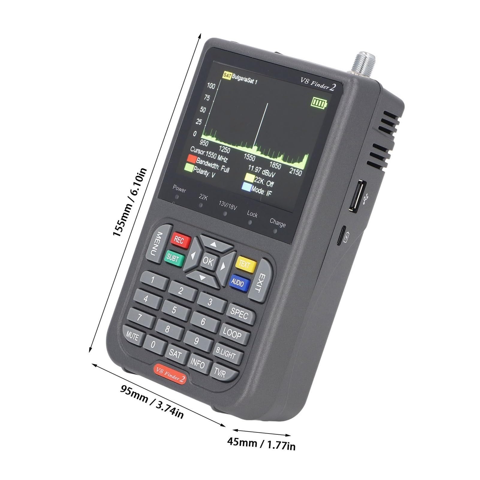 Medidor de Campo TDT, Buscador de satélite 950‑2150, pantalla de 3,5 pulgadas, medidor de satélite digital, receptor de señal DVB S2X S2 S, CC 5 V, 9 V, 12 V