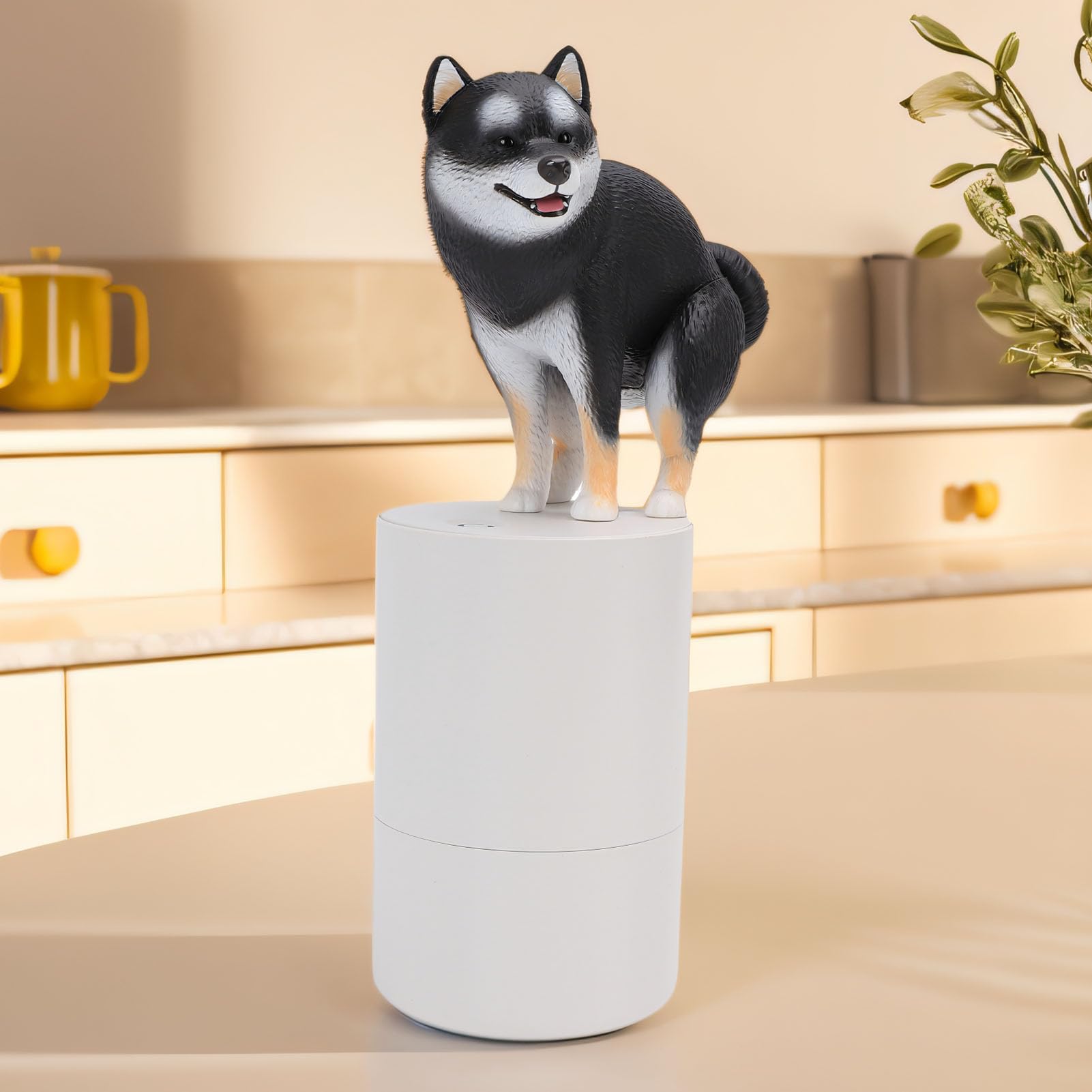 Fafeicy Dispenser Automatico di Sapone per Cani Carini, con Sensore Intelligente, Azione Schiumogena Senza, Materiale ABS a Batteria, per Uso in Bagno e (BLACK)