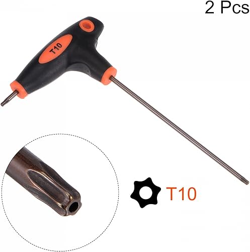 Miniatura 3 de uxcell Llave Torx a prueba de manipulaciones T10 con mango en T de doble extremo, acero S2 2 unids