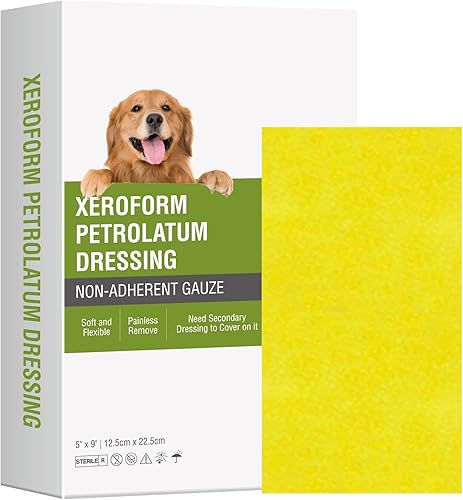 Aderezo de vaselina Xeroform no adherente de 5 x 9 pulgadas, paquete individual de 25 unidades, parche de gasa de malla fina suave para cuidado de