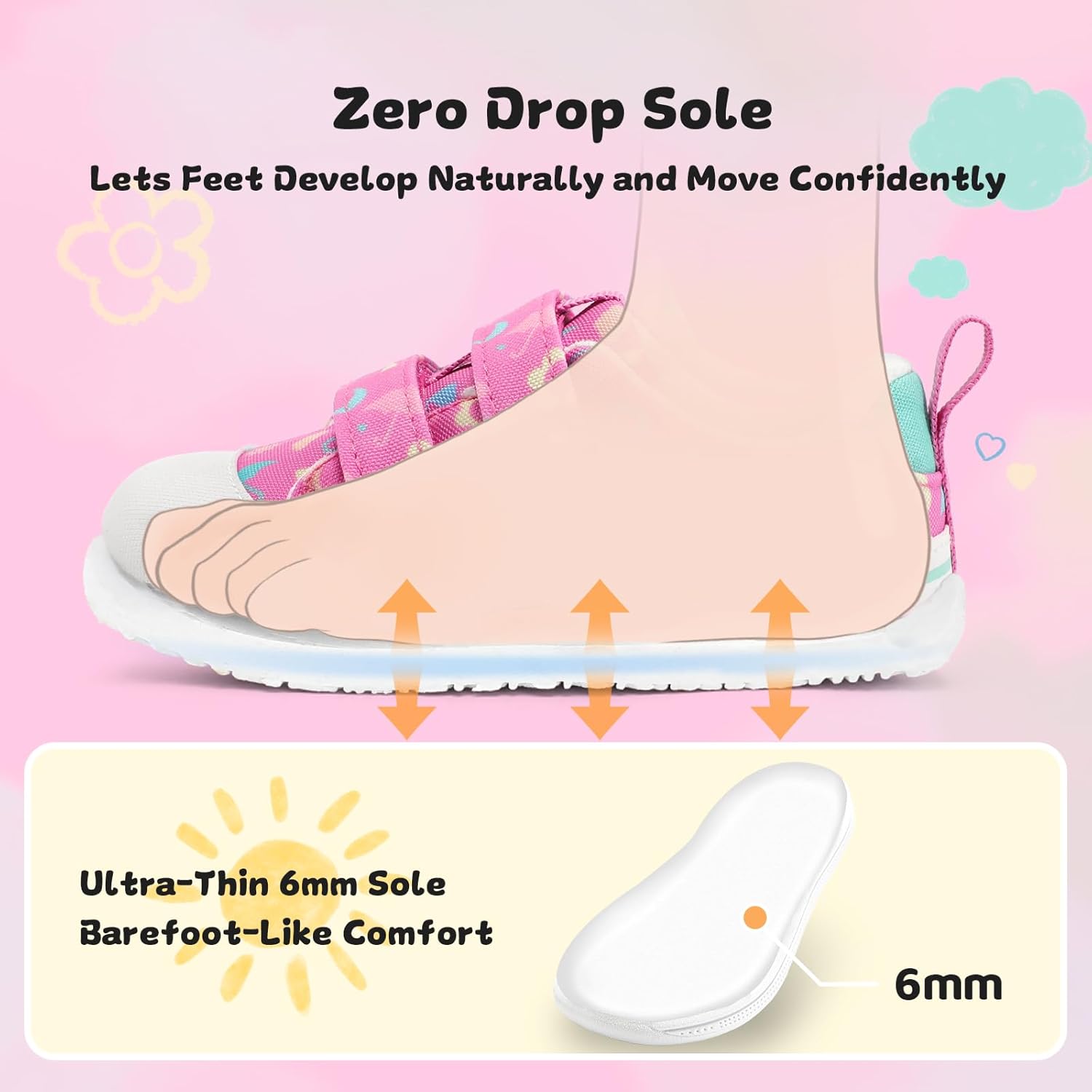 Toddler Boys & Girls Shoes Wide Toe Box Barefoot Kids Canvas Sneakers with Hook-and-Loop - Image 5