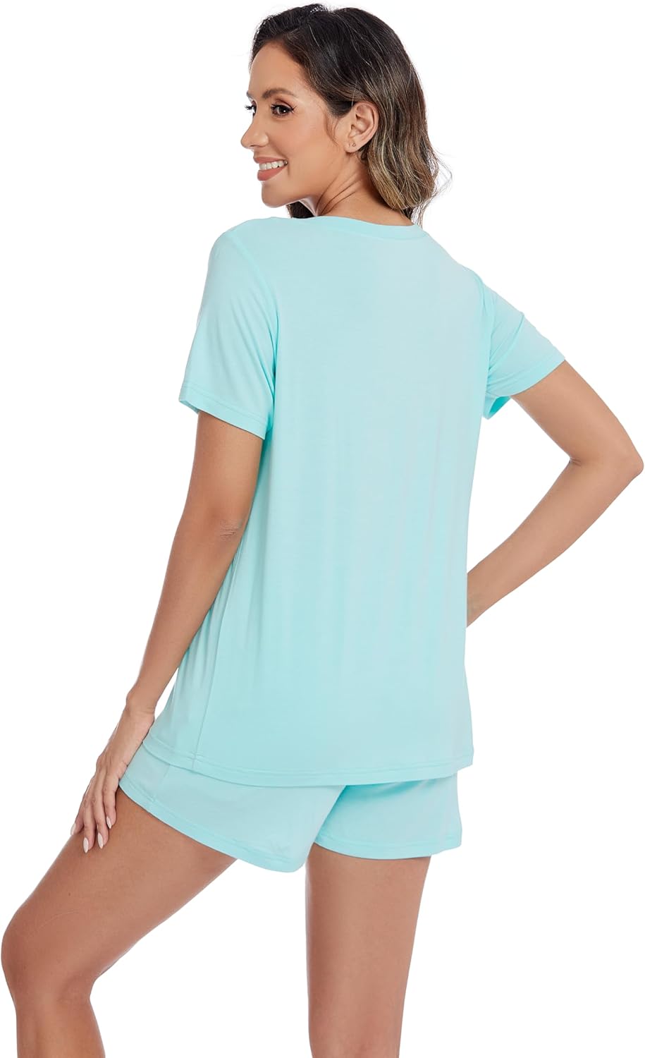 LUBOT 2026 Bamboo Viscose Pajamas Women Sets Pjs Soft Breathable 2 Piece V Neck Short/Long Sleeve Pants Sleepwear S-4XL - Image 6