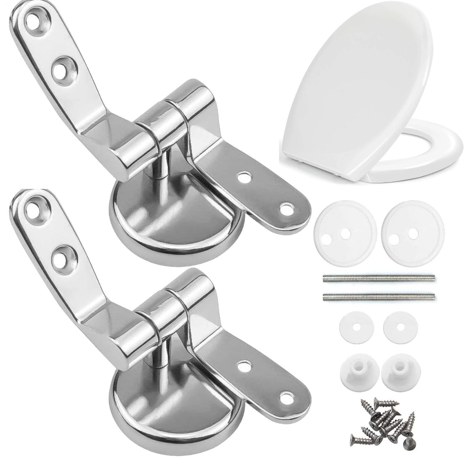 Muiltvoe Replacement Hinge Set – Zinc Steel 10X4x3cm, Adjustable Rust Bolts, Toilet Seat Fasteners | Perfectly For Home Bathroom, Hotel Rv