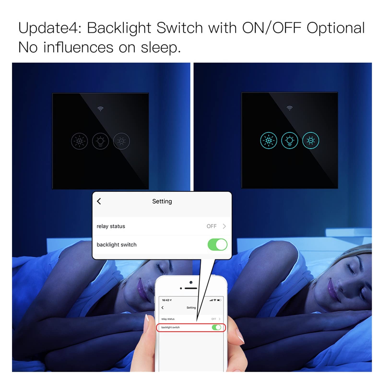 Interruptor Inteligente WiFi Interruptor de atenuación de luz Inteligente 2/3Way Muilti-Control Smart Control Work Smart Light Switch (Color : 4 Tamaño : W) (6 W)