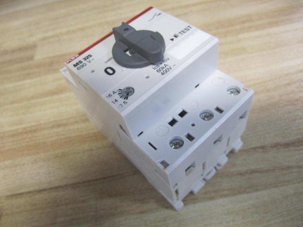 ABB MS325-16 Manual Motor Starter, 16 Rated Amps, 12.5-16.0 Amps Range