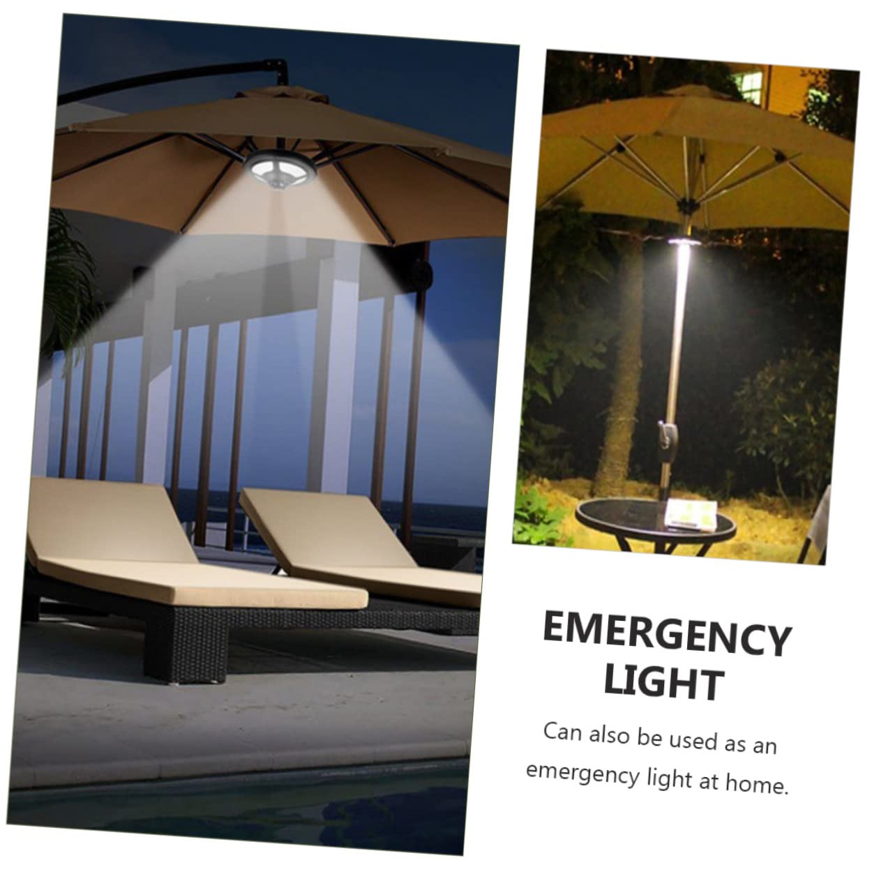 Lampe de Camping LED Multifonctionnelle pour Parasol Noir Abs