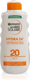 Garnier Sun Protection Milk with SPF 20, Protection from UVA/UVB, Sunburn and Premature Skin Aging, Waterproof and Non-Greasy Formula, Ambre Solaire Hydra 24h 200ml