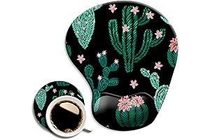 Ergonomic Cactus Mouse Pad, Wrist Support with Coaster