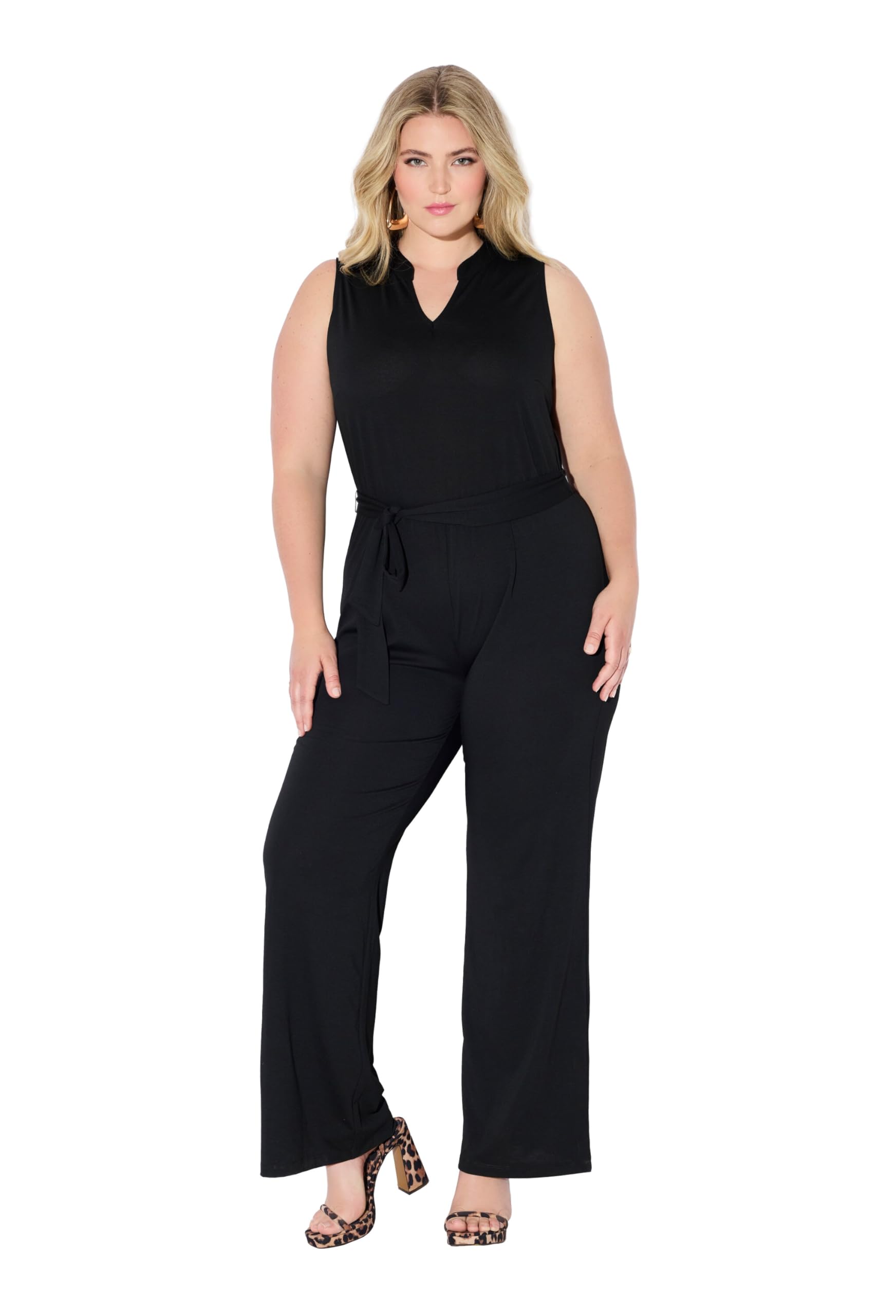 Ulla Popken Damen große Größen Übergrößen Plus Size Jumpsuit, ärmellos, Jersey 845180