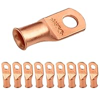 Vista 418 de SELTERM - 2 terminales de anillo resistentes para cable de batería, calibre 4 AWG, pernos de 3/8 pulgadas, terminales de calibre 4, ojales de cobre