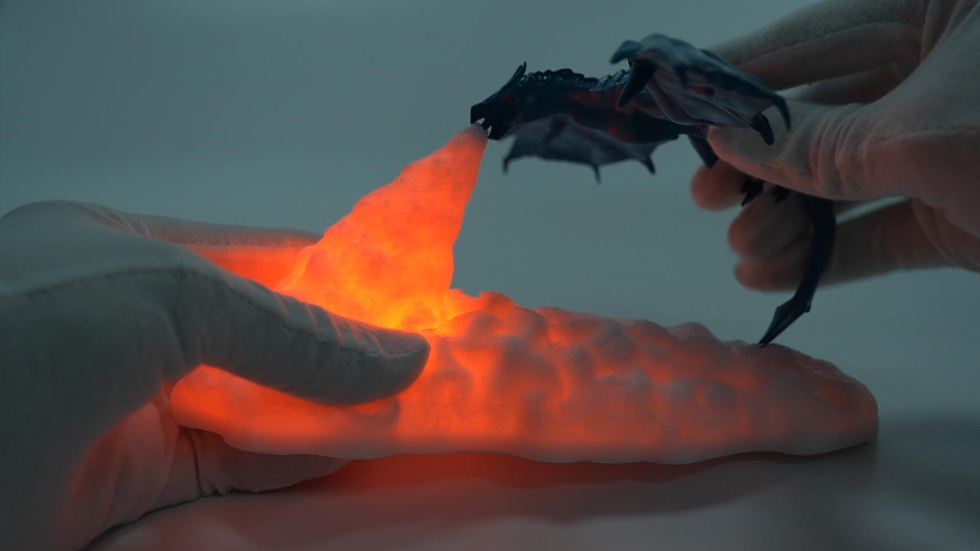 HGomx Fire Dragon Lamp Light, 3D Printed Night Light LED Moon