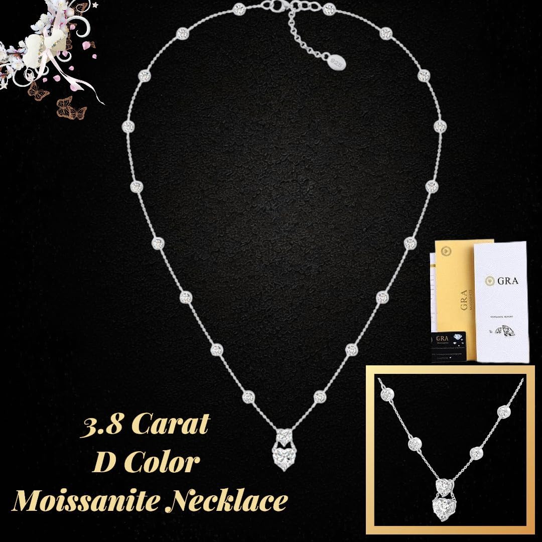 Moissanite Heart Pendant Necklaces for Women, Certified 1-4 CT D Color, 925 Sterling Silver Moissanite Jewelry Anniversary Birthday Christmas Valentine's Day Gifts for Wife Mom Girlfriend Sister - Image 4