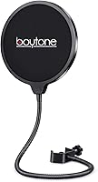 Vista 1 de Boytone BT-27ST - Protector de máscara de filtro de micrófono mejorado, pantalla de viento pop de doble capa con brazo estabilizador de clip