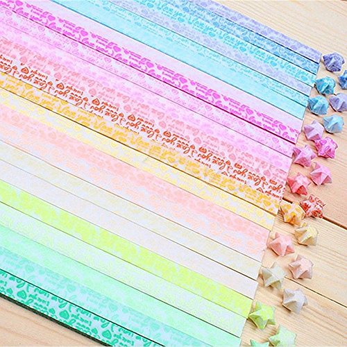 Guyin Tiras de papel, estrellas de origami, tiras Lucky Star, 20 colores, 600 tiras Cover