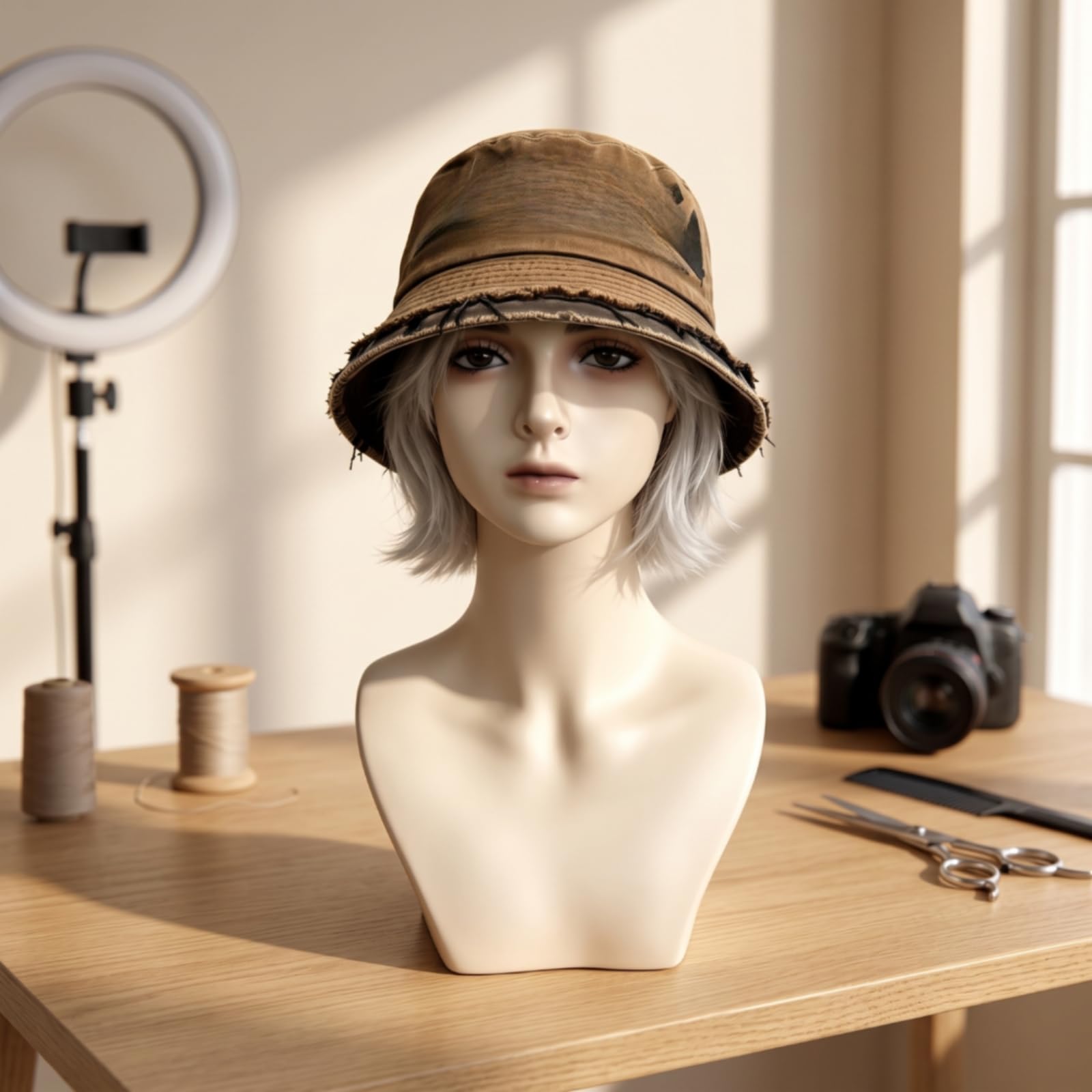 Expositor Cabeza Estable | Busto Exhibición con Hombros, Cabeza Exhibición, para Peluquerías, Estilistas