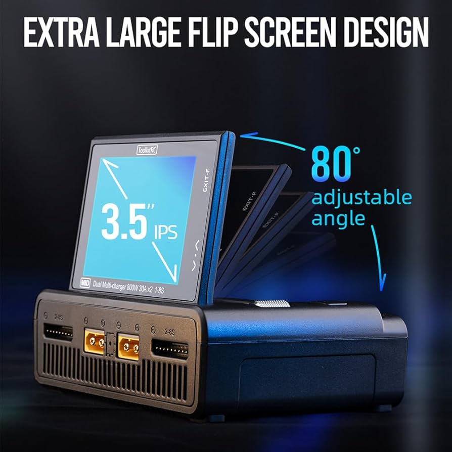 充電器　ToolkitRC M8Dデュアルチャンネル 急速充電器　　　バッテリー ToolkitRC M8D スマート充電器 2CH タッチスクリーンデュアル