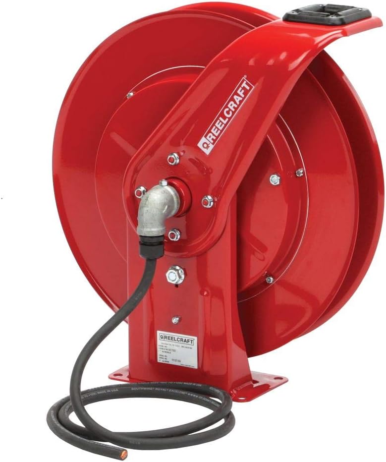 Reelcraft WC7000 Spring Retractable Cable Welding Reel, #1~2/0" x 50', 400 AMP, Arc Weld, Cable Not Included, Red