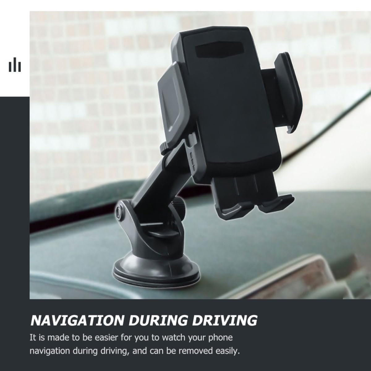 Tofficu Supporto Telefono Auto Ventosa Antiscivolo Stabile per Smartphone Navigazione Sicura Cruscotto Nero